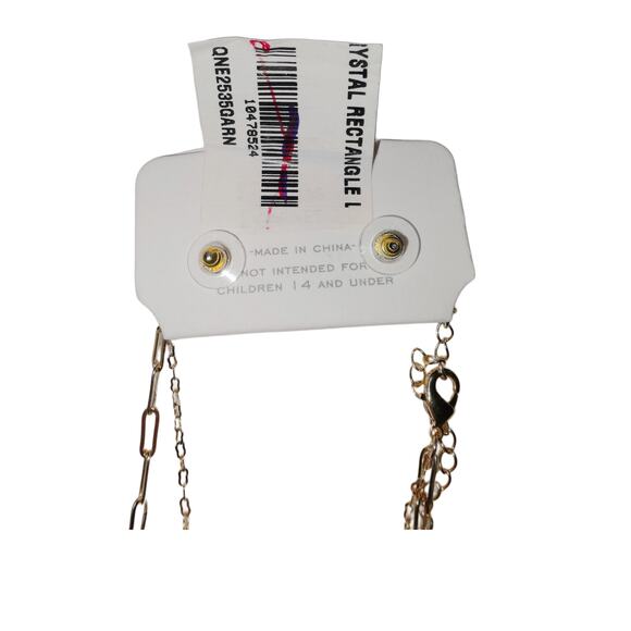 NWT Gold Crystal Garnet Layered Necklace 16 in with post earrings - Picture 6 of 6